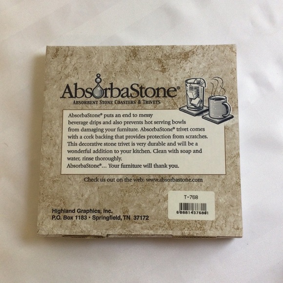 Absorbent Stone Trivet with purple iris in gift box - Picture 2 of 4